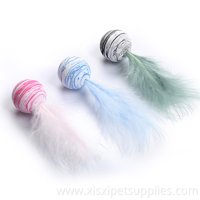 amazon hot sell space cat toy pet cat ball with feather